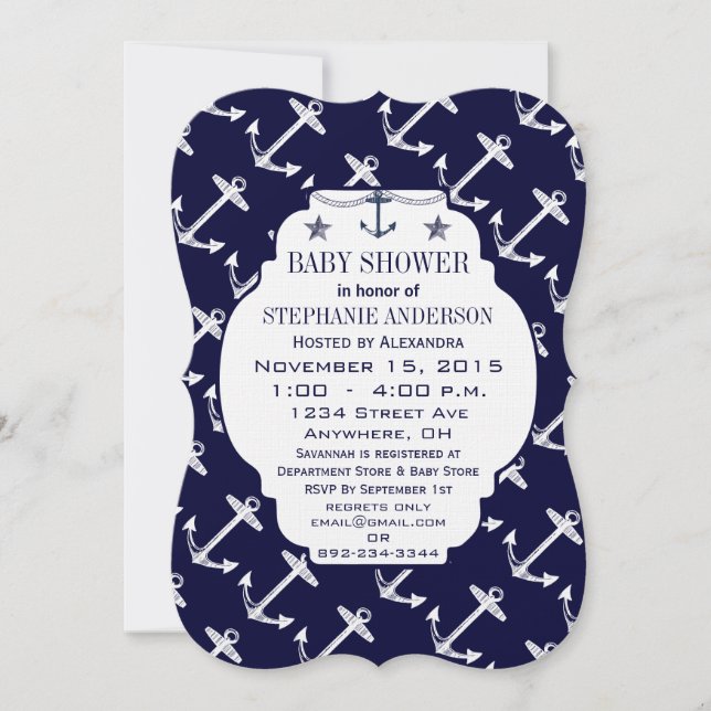 Invitation Baby Boy moderne Douche nautique (Devant)