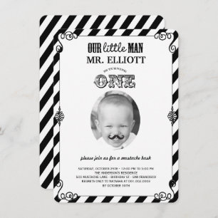Invitation Baby Boy Mustache 1er anniversaire fête Photo Invi