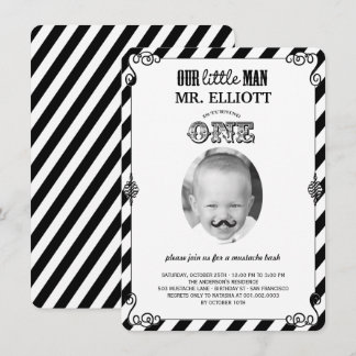 Invitation Baby Boy Mustache 1er anniversaire fête Photo Invi