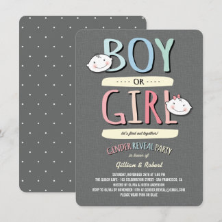 Invitation Baby Boy ou Girl Rose Bleu Sexe Reveal Party