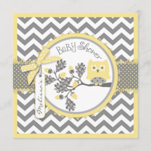 Invitation Baby Boy Owl Chevron Baby shower d'impression