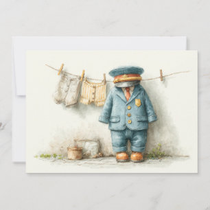 Invitation Baby Boy Police 1ère fête d'anniversaire