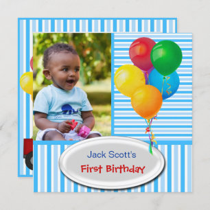Invitation Baby Boy Premier anniversaire 1er coloré