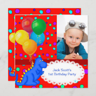 Invitation Baby Boy Premier anniversaire 1er dinosaure