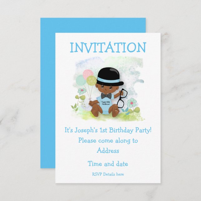 Invitation Baby Boy Première fête d'anniversaire (Devant / Derrière)