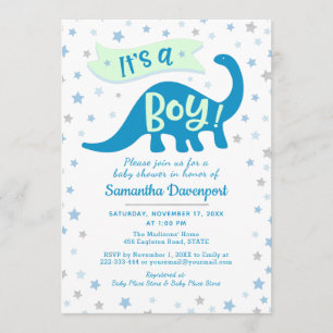 Invitation Baby Boy Shower Dinosaur Blue Thème C'est un garço