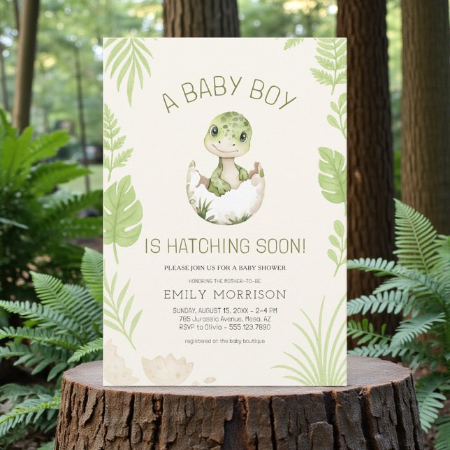 Invitation Baby Boy Shower Dinosaur Hatching Soon  (Créateur téléchargé)