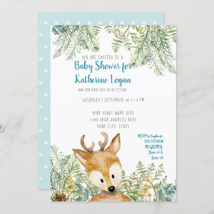 Invitation Baby Boy Shower Forêt Forêt de cerfs Fermes de la