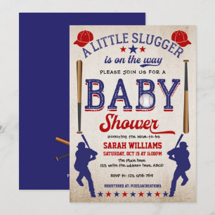 Invitation Baby Boy Shower Invitation, Baseball Vintage