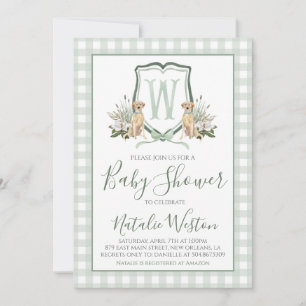 Invitation Baby Boy Shower Preppy Chien Southern Green En vic