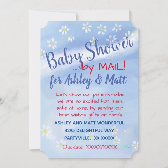 Invitation Baby Boy Soft Daisies Baby shower d'aquarelle (Devant)