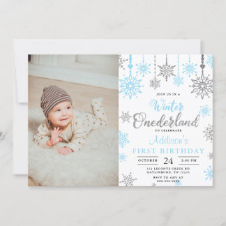 Invitation Baby Boy Winter ONE derland Premier anniversaire P