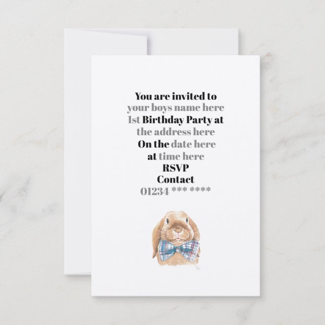 Invitation - Baby Boys 1er anniversaire fête (Devant)