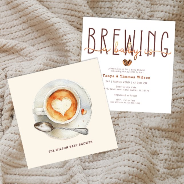 Invitation Baby brasse un Baby shower café moderne (A Baby Is Brewing Invite)