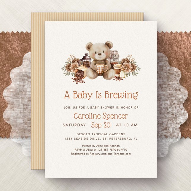 Invitation Baby Brewing Coffee Fête Minimale de Naissance (Créateur téléchargé)