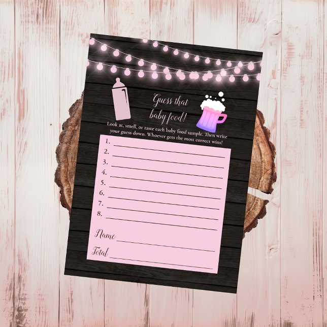 Invitation Baby Brewing Pink Devinez Le Jeu de Douche Aliment (Créateur téléchargé)