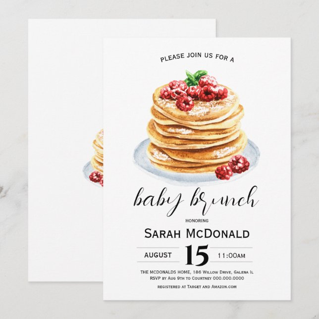Invitation Baby Brunch aux Pancakes (Devant / Derrière)