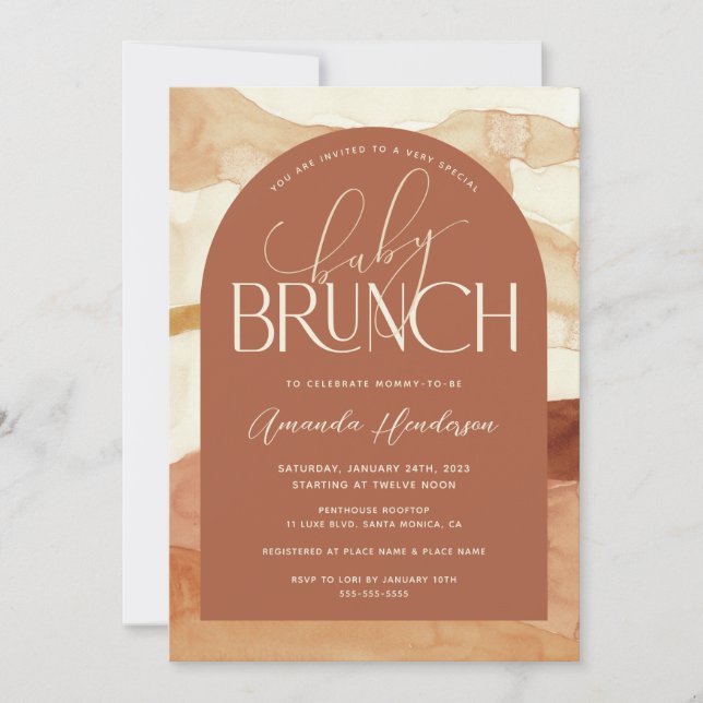 Invitation Baby Brunch de genre neutre aux tons de terre (Devant)