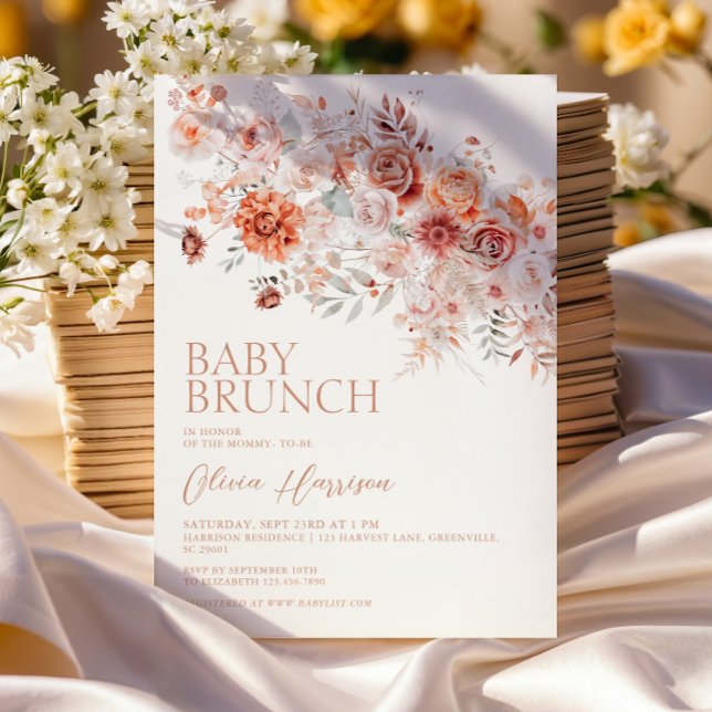 Invitation Baby Brunch Floral Bohème (Créateur téléchargé)