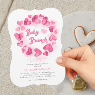 Invitation Baby Brunch Saint-Valentin Cœur Fille Baby Shower