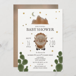 Invitation Baby Buffalo Mountain Cactus Stars Baby shower