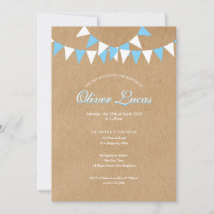 Invitation Baby Bunting Baptême Bleu Baptême Christening Rust