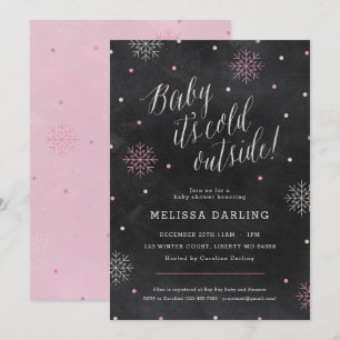 Invitation Baby C'est froid Baby shower d'hiver Pink Chalkboa