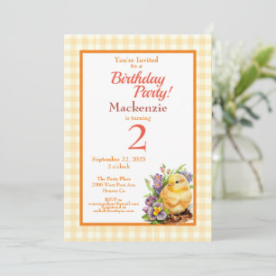 Invitation Baby Chick Jaune fête d'anniversaire
