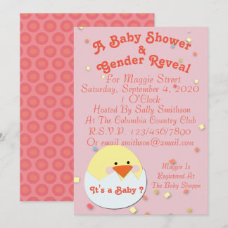 Invitation Baby Chick sur la douche et l'invitation à révéler