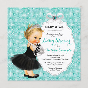 Invitation Baby & Co noir sarcelle Baby Shower