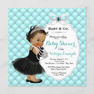 Invitation Baby & Co Turquoise Bleu ethnique Bébé Fille Douch