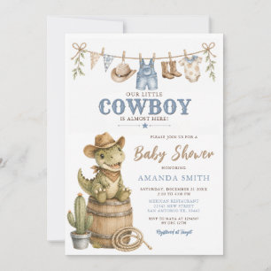 Invitation Baby Cowboy Dinosaure Baby Shower