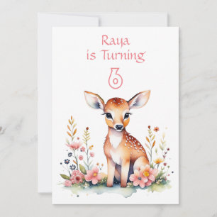 Invitation Baby Deer in Flowers Fête d'anniversaire de fille