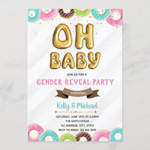 Invitation Baby Donut genre révéler l'invitation de la fête