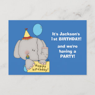 Invitation Baby Elephant 1er fête d'anniversaire