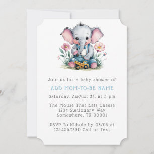 Invitation Baby Elephant avec Baby shower de camion garçon