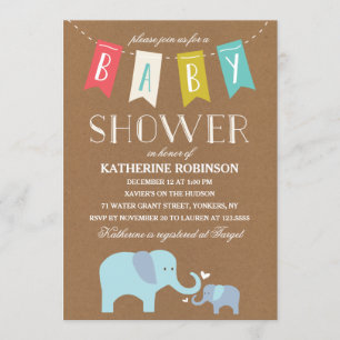 Invitation Baby éléphant   Baby shower