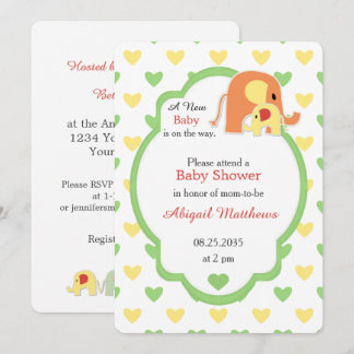 Invitation  Baby Elephant Gender Neutral Shower