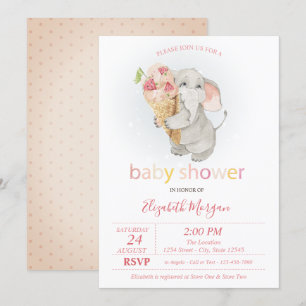 Invitation Baby Elephant Glace à pois Baby Shower