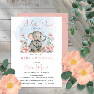 Invitation Baby Elephant Un Petit Arachide Fille Arrosée Flor