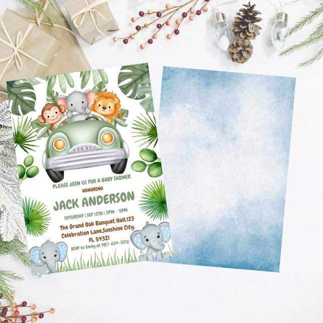 Invitation Baby Elephant verdure baby shower tropical (Créateur téléchargé)