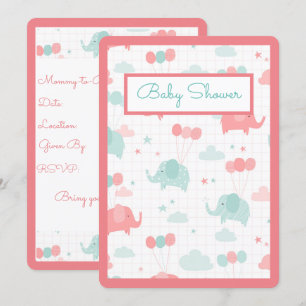 Invitation Baby Elephant Zoo Animaux Garçon ou Fille