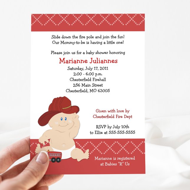 Invitation Baby Fire Fighter mignon Baby shower pompier (Firefighter baby shower invitation - created by Art by Jess)