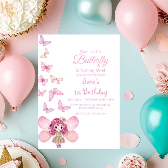 Invitation baby First 1st Birthday LItlle Butterfly Party (Créateur téléchargé)