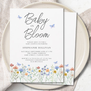 Invitation Baby Fleur Sauvage en Fleur Fête Prénatale