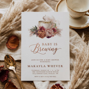 Invitation Baby Floral d'Automne : Le Café Bouillonne pour la