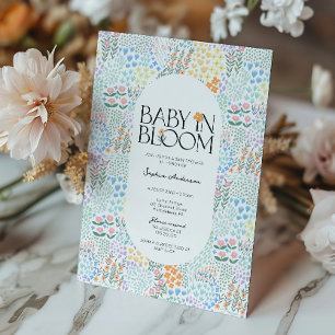 Invitation Baby Floral Moderne Coloré Dans Le Baby shower Fle
