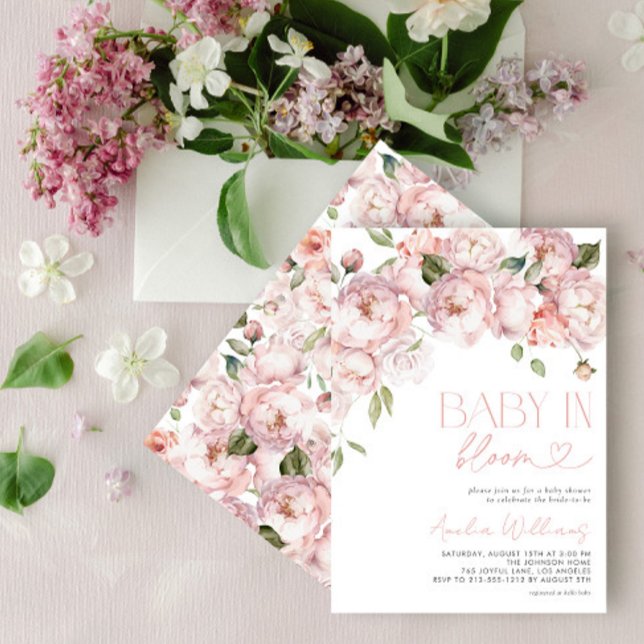 Invitation Baby floral moderne en Fleur Douche fille (Créateur téléchargé)