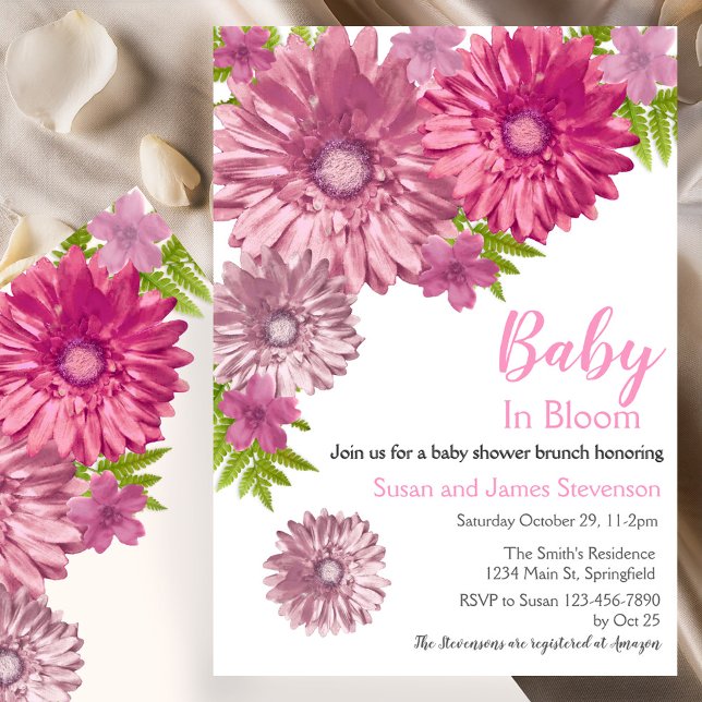 Invitation Baby Floral Rose Baby en Fleur Brunch Shower (Créateur téléchargé)