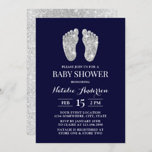 Invitation Baby Foot Modern Navy Baby shower Parties scintill